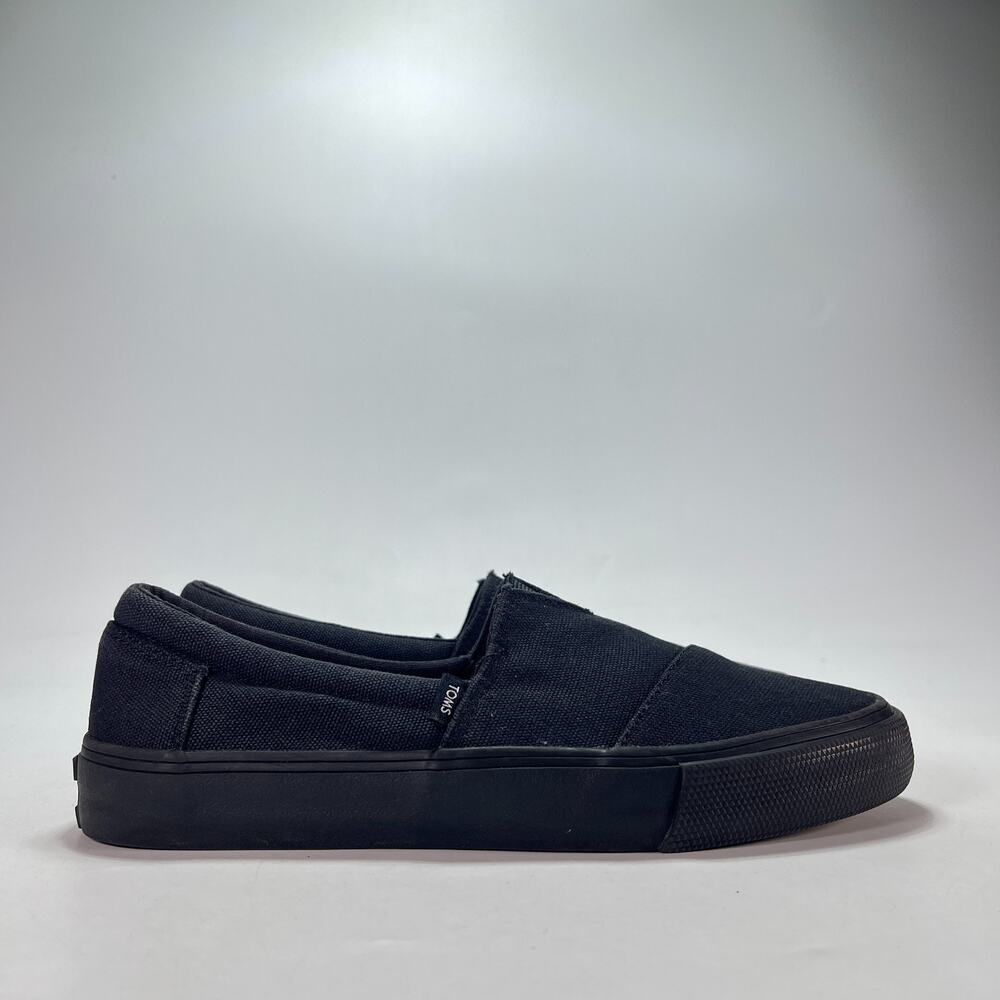 TOMS Alpargata Fenix Black Canvas Sneakers Slip On Casual Shoes Women's Size 7